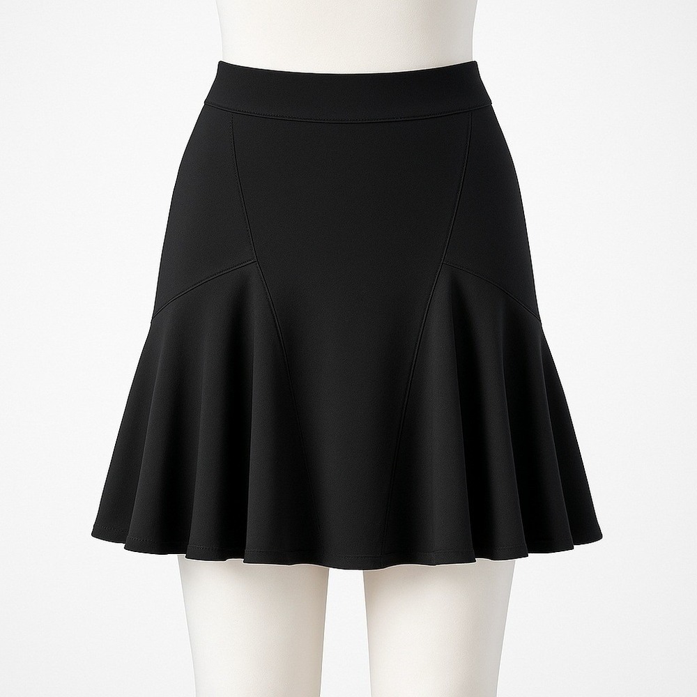 Vintage‎ Y2K Whimsigoth Flounce Hem Midi Skirt Size M Black Classic Career Lined